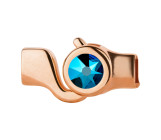 Hakenverschluss rosegold mit Kristallstein Metallic Blue 7mm (ID 5x2) 24K rosé vergoldet