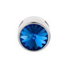 Slider argento antico 14mm (ID 10x2mm) con Rivoli in Sapphire 12mm 999° argentato stile antico