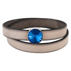 Slider argento antico 14mm (ID 10x2mm) con Rivoli in Sapphire 12mm 999° argentato stile antico