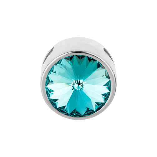 Slider with Rivoli Light Turquoise 12mm (ID 10x2mm) antique silver