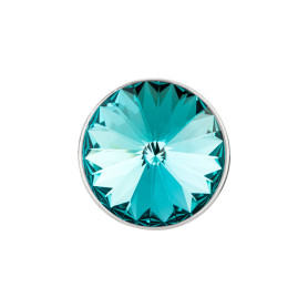 Slider argento antico 14mm (ID 10x2mm) con Rivoli in Light Turquoise 12mm 999° argentato stile antico