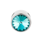 Slider argento antico 14mm (ID 10x2mm) con Rivoli in Light Turquoise 12mm 999° argentato stile antico