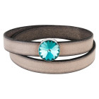 Slider argento antico 14mm (ID 10x2mm) con Rivoli in Light Turquoise 12mm 999° argentato stile antico