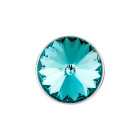 Slider argento antico 14mm (ID 10x2mm) con Rivoli in Light Turquoise 12mm 999° argentato stile antico