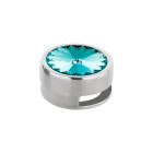 Slider argento antico 14mm (ID 10x2mm) con Rivoli in Light Turquoise 12mm 999° argentato stile antico