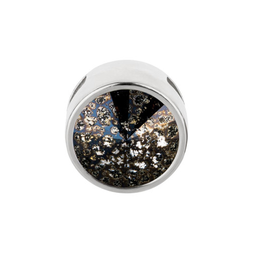 Slider plata antigua 14mm (ID 10x2mm) con Rivoli en Crystal Black Patina 12mm 999° plateado estilo antiguo