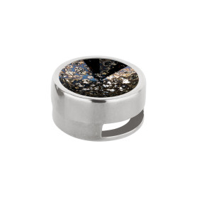 Slider plata antigua 14mm (ID 10x2mm) con Rivoli en Crystal Black Patina 12mm 999° plateado estilo antiguo