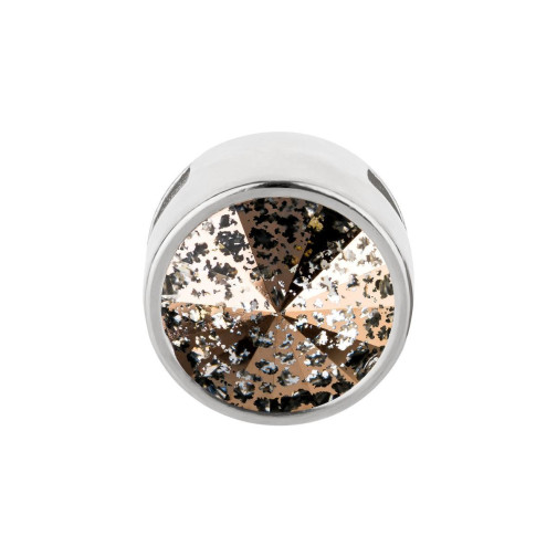 Slider argent antique 14mm (ID 10x2mm) avec Rivoli en Crystal Rose Patina 12mm 999° argenté style antique