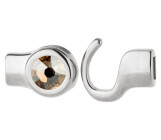 Haaksluiting antiek zilver met kristalsteen Crystal Golden Shadow 7mm (ID 5x2) 999° antiek verzilverd