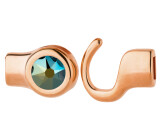 Haaksluiting roségoud met kristallen steen Crystal Iridescent Green 7mm (ID 5x2) 24K roségoud verguld