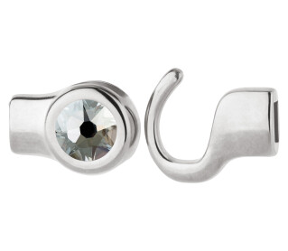 Hakenverschluss antik silber mit Kristallstein Crystal Blue Shade 7mm (ID 5x2) 999° antik versilbert