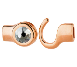 Hook closure rose gold with crystal stone Crystal Blue Shade 7mm (ID 5x2) 24K rose gold plated