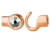 Hook closure rose gold with crystal stone Crystal Blue Shade 7mm (ID 5x2) 24K rose gold plated