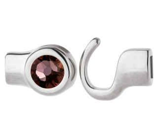 Haaksluiting antiek zilver met kristallen steen Crystal Antique Pink  7mm (ID 5x2) 999° antiek verzilverd