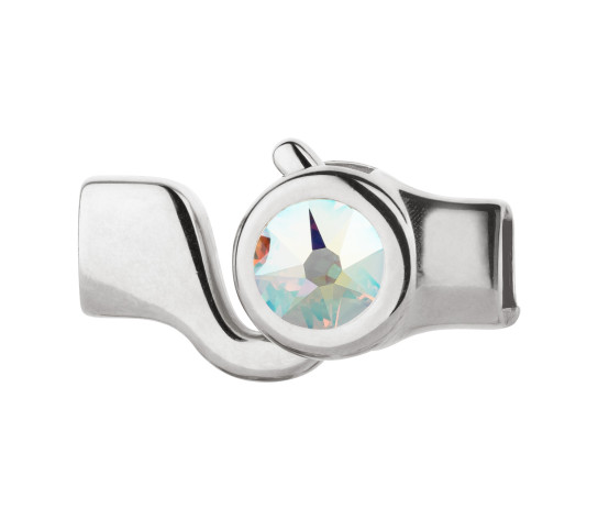 Hook clasp antique silver with crystal stone Crystal AB 7mm (ID 5x2) 999° antique silver-plated
