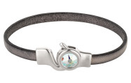 Hook clasp antique silver with crystal stone Crystal AB 7mm (ID 5x2) 999° antique silver-plated