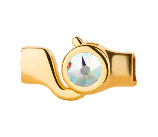 Hakenverschluss gold Kristallstein Crystal Aurore Boreale 7mm (ID 5x2) 24K vergoldet