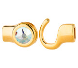 Hook clasp gold with crystal stone Crystal AB 7mm (ID 5x2) 24K gold-plated