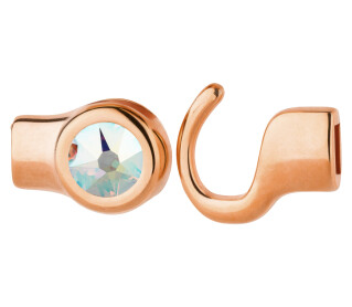 Hakenverschluss rose gold mit Kristallstein Crystal Aurore Boreale 7mm (ID 5x2) 24K rose vergoldet