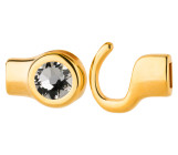 Hakenverschluss gold mit Kristallstein Crystal 7mm (ID 5x2) 24K vergoldet