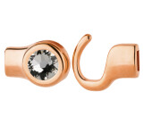 Hook closure rose gold with crystal stone Crystal 7mm (ID 5x2) 24K rose gold plated