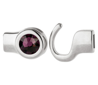 Chiusura a gancio argento antico con pietra cristallo Amethyst 7mm (ID 5x2) 999° placcato argento