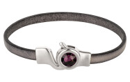 Chiusura a gancio argento antico con pietra cristallo Amethyst 7mm (ID 5x2) 999° placcato argento