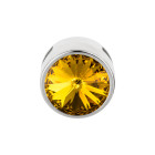 Slider antiek zilver 14mm (ID 10x2mm) met Rivoli in Sunflower 12mm 999° antiek verzilverd