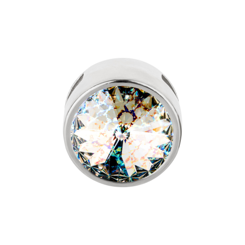 Slider with Rivoli Crystal White Patina 12mm (ID 10x2mm) antique silver