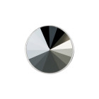 Slider antique silver 14mm (ID 10x2mm) with Rivoli in Jet Hematite 12mm 999° silver plated