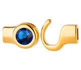 Hook closure gold with crystal stone Sapphire 7mm (ID 5x2) 24K gold plated