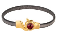 Hook clasp gold with crystal stone Siam 7mm (ID 5x2) 24K gold-plated