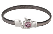 Hook closure silver antique with crystal stone in Light Amethyst 7mm (ID 5x2) 999° antique silver plated