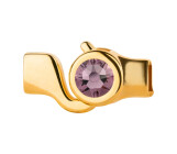 Chiusura a gancio oro pietra cristallo Light Amethyst 7mm (ID 5x2) 24K placcato oro