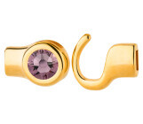 Chiusura a gancio oro pietra cristallo Light Amethyst 7mm (ID 5x2) 24K placcato oro