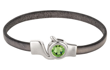 Hook closure silver antique with crystal stone in Peridot 7mm (ID 5x2) 999° antique silver plated