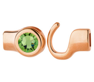 Hook closure rose gold with crystal stone Peridot 7mm (ID 5x2) 24K rose gold plated