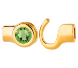 Hook closure gold with crystal stone Peridot 7mm (ID 5x2) 24K gold plated