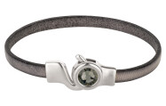 Haaksluiting antiek zilver met kristallen steen Black Diamond  7mm (ID 5x2) 999° antiek verzilverd