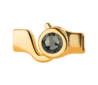 Haaksluiting goud met kristalsteen Black Diamond 7mm (ID...