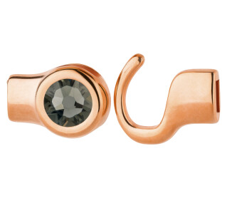 Hook closure rose gold with crystal stone Black Diamond 7mm (ID 5x2) 24K rose gold plated