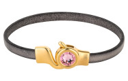 Hook clasp gold with crystal stone Light Rose 7mm (ID 5x2) 24K gold-plated
