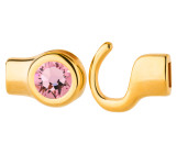 Hook clasp gold with crystal stone Light Rose 7mm (ID 5x2) 24K gold-plated