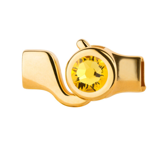 Hook clasp gold with crystal stone Light Topaz 7mm (ID 5x2) 24K gold-plated