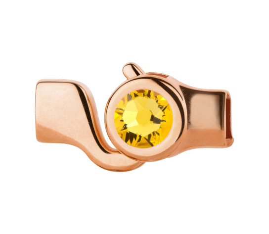 Chiusura a gancio oro rosa con cristallo Light Topaz 7mm (ID 5x2) 24K placcato oro rosa