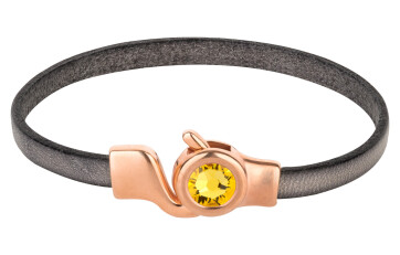 Haaksluiting roségoud met kristallen steen Light Topaz 7mm (ID 5x2) 24K roségoud verguld