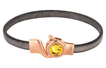 Chiusura a gancio oro rosa con cristallo Light Topaz 7mm (ID 5x2) 24K placcato oro rosa