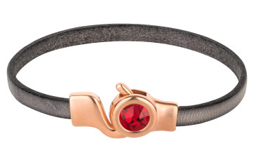 Haaksluiting rosegoud met kristalsteen Light Siam 7mm (ID 5x2) 24K rosé verguld