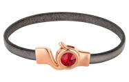 Haaksluiting rosegoud met kristalsteen Light Siam 7mm (ID 5x2) 24K rosé verguld