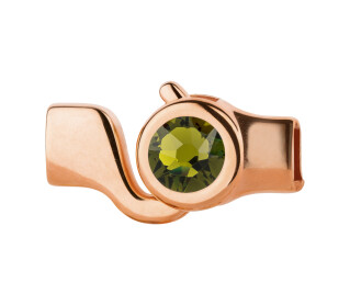 Hook closure rose gold with crystal stone Olivine 7mm (ID...